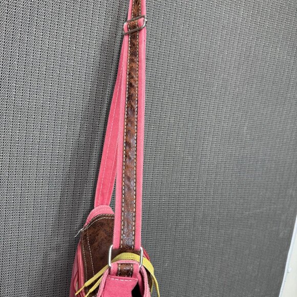 Colorful Canvas & Faux Leather Crossbody Bag With Shoe Design - Picture 3 of 5